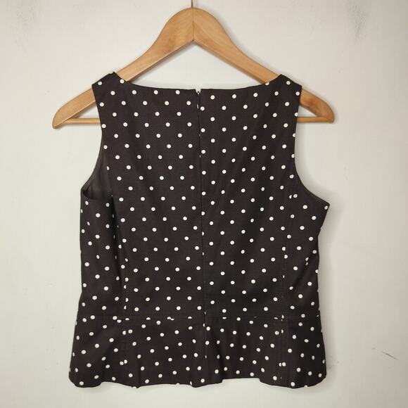 Ann Taylor LOFT Sleeveless Top Polka Dot Cotton - Picture 7 of 8